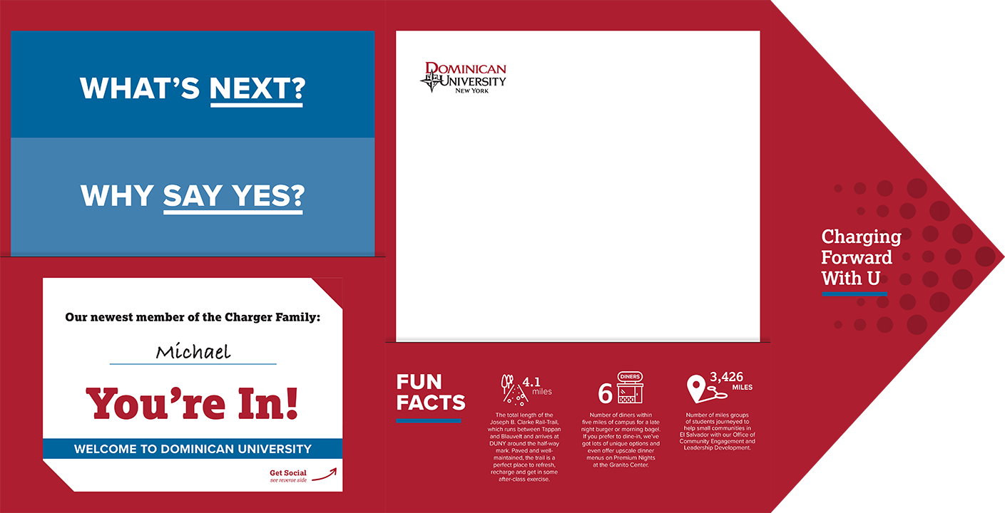 Dominican University Acceptance Folder - Inside